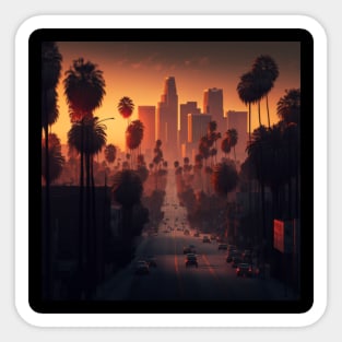 Sunrise over Los Angeles skyline Sticker